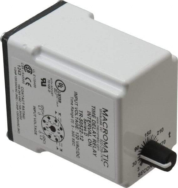 Macromatic - 8 Pin, Multiple Range DPDT Time Delay Relay - 10 Contact Amp, 120 VAC/VDC, Knob - Strong Tooling