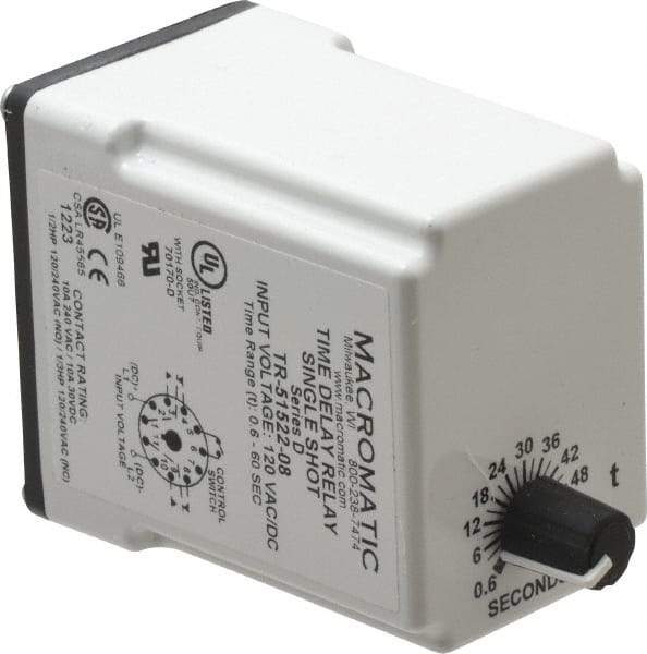 Macromatic - 11 Pin, Multiple Range DPDT Time Delay Relay - 10 Contact Amp, 120 VAC/VDC, Knob - Strong Tooling