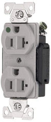 Cooper Wiring Devices - 125 VAC, 15 Amp, 5-15R NEMA Configuration, Gray, Hospital Grade, Self Grounding Duplex Receptacle - 1 Phase, 2 Poles, 3 Wire, Flush Mount, Antimicrobial, Chemical and Impact Resistant - Strong Tooling