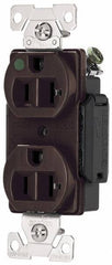 Cooper Wiring Devices - 125 VAC, 20 Amp, 5-20R NEMA Configuration, Brown, Hospital Grade, Self Grounding Duplex Receptacle - 1 Phase, 2 Poles, 3 Wire, Flush Mount, Antimicrobial, Chemical and Impact Resistant - Strong Tooling