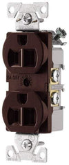 Cooper Wiring Devices - 125 VAC, 15 Amp, 5-15R NEMA Configuration, Brown, Specification Grade, Self Grounding Duplex Receptacle - 1 Phase, 2 Poles, 3 Wire, Flush Mount, Tamper Resistant - Strong Tooling