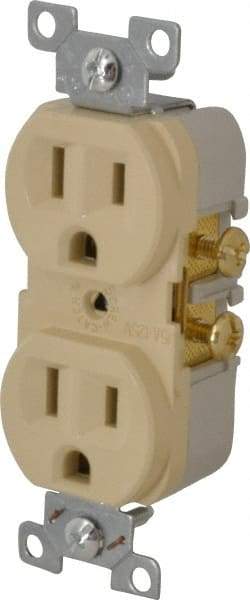 Cooper Wiring Devices - 125 VAC, 15 Amp, 5-15R NEMA Configuration, Ivory, Specification Grade, Self Grounding Duplex Receptacle - 1 Phase, 2 Poles, 3 Wire, Flush Mount, Tamper Resistant - Strong Tooling