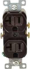 Cooper Wiring Devices - 125 VAC, 20 Amp, 5-20R NEMA Configuration, Brown, Specification Grade, Self Grounding Duplex Receptacle - 1 Phase, 2 Poles, 3 Wire, Flush Mount, Tamper Resistant - Strong Tooling