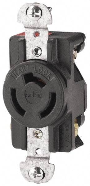 Cooper Wiring Devices - 125/250 VAC, 20 Amp, NonNEMA, Ungrounded Receptacle - 3 Poles, 3 Wire, Female End, Black - Strong Tooling