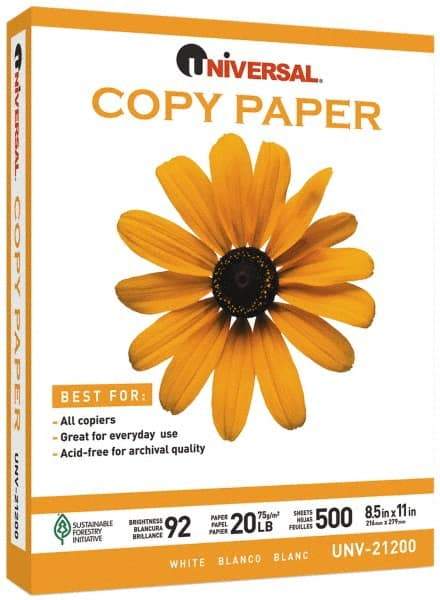 UNIVERSAL - 8-1/2" x 11" White Copy Paper - Use with Laser Printers, Copiers, Plain Paper Fax Machines - Strong Tooling