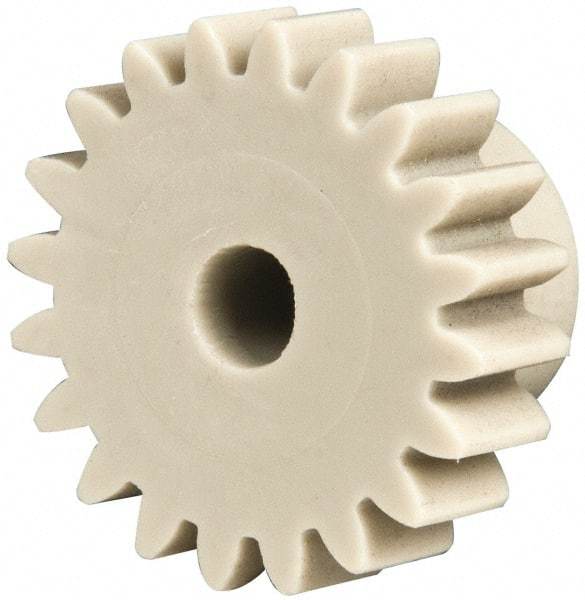 Made in USA - 24 Pitch, 0.833" Pitch Diam, 0.917" OD, 20 Tooth Spur Gear - 1/4" Face Width, 3/16" Bore Diam, 35/64" Hub Diam, 20° Pressure Angle, Acetal - Strong Tooling