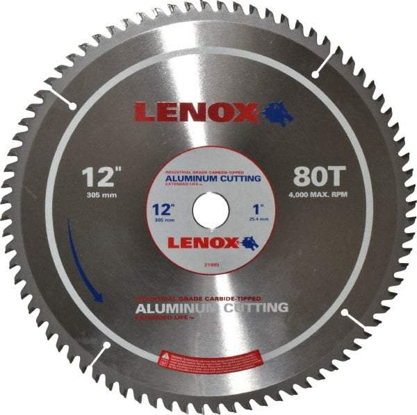 Lenox - 12" Diam, 1" Arbor Hole Diam, 80 Tooth Wet & Dry Cut Saw Blade - Titanium Carbide-Tipped, General Purpose Action, Standard Round Arbor - Strong Tooling