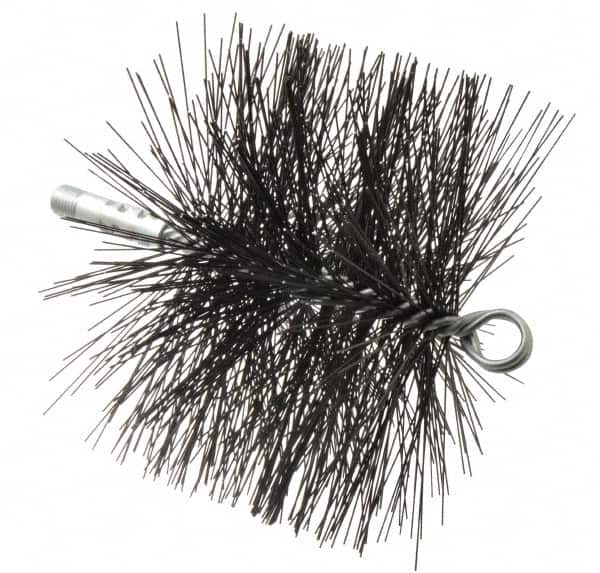 Schaefer Brush - 4-1/2" Brush Length, 7" Diam, Double Stem, Double Spiral Tube Brush - 7-1/2" Long, Tempered Steel Wire, 1/4" NPT Male Connection - Strong Tooling