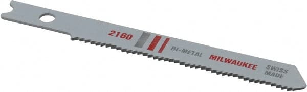 Milwaukee Tool - 2-3/4" Long, 24 Teeth per Inch, Bi-Metal Jig Saw Blade - Toothed Edge, 0.2813" Wide x 0.047" Thick, U-Shank - Strong Tooling