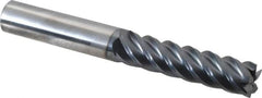 SGS - 5/8", 5 Flute, Single End, Solid Carbide, 0.03" Corner Radius End Mill - 5" OAL, 45° Helix, Right Hand Flute, 2-1/2" LOC, Right Hand Cut - Strong Tooling