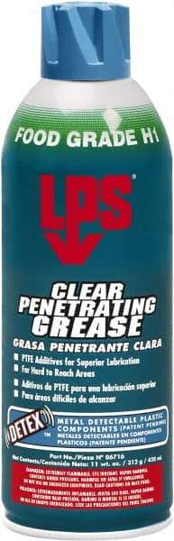 LPS - 11 oz Aerosol w/ PTFE Penetrating Grease - Clear, Food Grade, 400°F Max Temp, - Strong Tooling