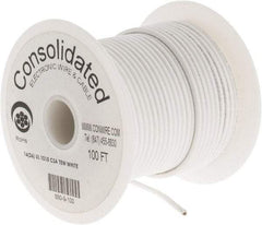 Made in USA - 16 AWG, 26 Strand, 100' OAL, Tinned Copper Hook Up Wire - White PVC Jacket, 0.117" Diam - Strong Tooling