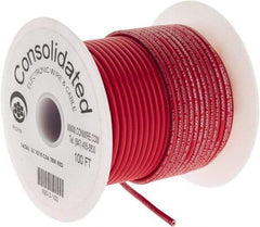 Made in USA - 16 AWG, 26 Strand, 100' OAL, Tinned Copper Hook Up Wire - Red PVC Jacket, 0.117" Diam - Strong Tooling