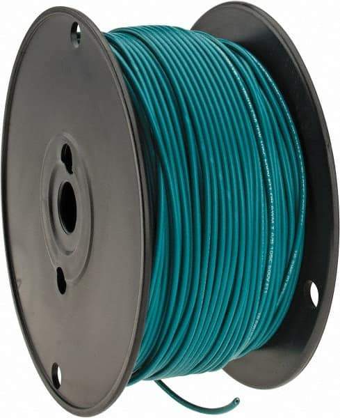 Made in USA - 18 AWG, 16 Strand, 500' OAL, Tinned Copper Hook Up Wire - Green PVC Jacket, 0.106" Diam - Strong Tooling