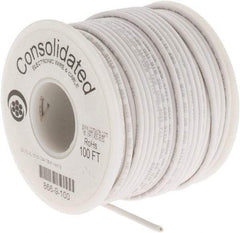 Made in USA - 22 AWG, 7 Strand, 100' OAL, Tinned Copper Hook Up Wire - White PVC Jacket, 0.091" Diam - Strong Tooling