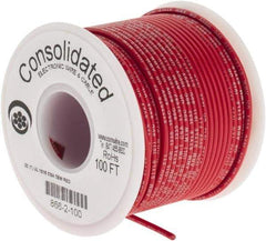 Made in USA - 22 AWG, 7 Strand, 100' OAL, Tinned Copper Hook Up Wire - Red PVC Jacket, 0.091" Diam - Strong Tooling