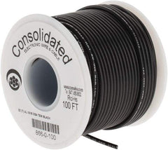 Made in USA - 22 AWG, 7 Strand, 100' OAL, Tinned Copper Hook Up Wire - Black PVC Jacket, 0.091" Diam - Strong Tooling