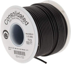 Made in USA - 16 AWG, 26 Strand, 100' OAL, Tinned Copper Hook Up Wire - Black PVC Jacket, 0.092" Diam - Strong Tooling