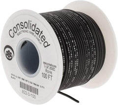 Made in USA - 18 AWG, 16 Strand, 100' OAL, Tinned Copper Hook Up Wire - Black PVC Jacket, 0.08" Diam - Strong Tooling