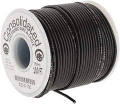 Made in USA - 20 AWG, 10 Strand, 100' OAL, Tinned Copper Hook Up Wire - Black PVC Jacket, 0.07" Diam - Strong Tooling