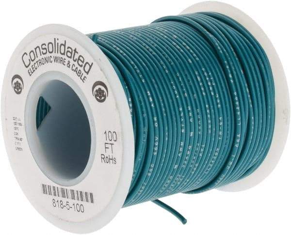 Made in USA - 22 AWG, 7 Strand, 100' OAL, Tinned Copper Hook Up Wire - Green PVC Jacket, 0.062" Diam - Strong Tooling