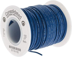 Made in USA - 24 AWG, 7 Strand, 100' OAL, Tinned Copper Hook Up Wire - Blue PVC Jacket, 0.056" Diam - Strong Tooling