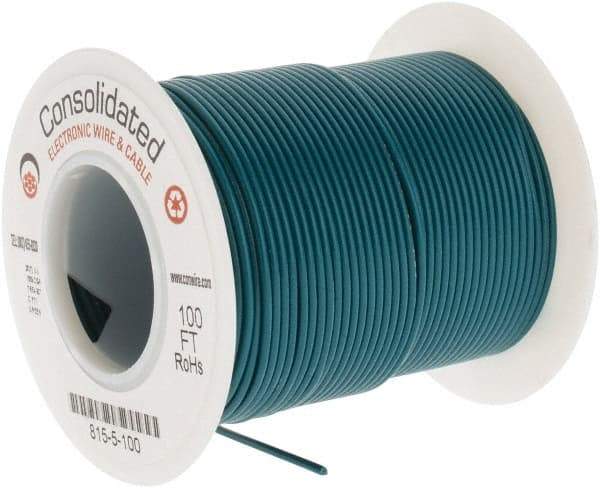 Made in USA - 26 AWG, 7 Strand, 100' OAL, Tinned Copper Hook Up Wire - Green PVC Jacket, 0.051" Diam - Strong Tooling