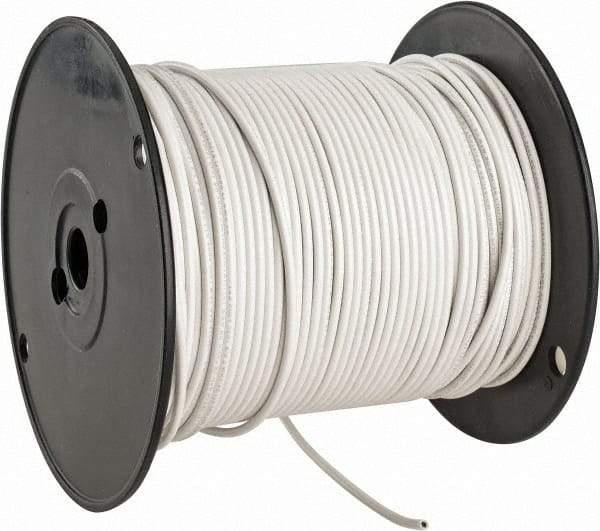 Made in USA - 14 AWG, 41 Strand, 500' OAL, Tinned Copper Hook Up Wire - White PVC Jacket, 0.136" Diam - Strong Tooling