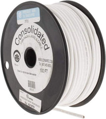 Made in USA - 12 AWG, 65 Strand, 100' OAL, Tinned Copper Hook Up Wire - White PVC Jacket, 0.155" Diam - Strong Tooling