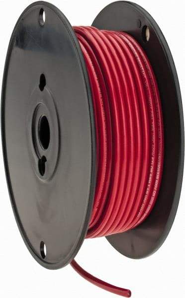 Made in USA - 10 AWG, 105 Strand, 100' OAL, Tinned Copper Hook Up Wire - Red PVC Jacket, 0.18" Diam - Strong Tooling