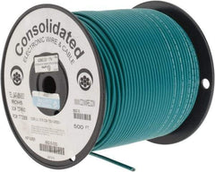 Made in USA - 12 AWG, 65 Strand, 500' OAL, Tinned Copper Hook Up Wire - Green PVC Jacket, 0.155" Diam - Strong Tooling