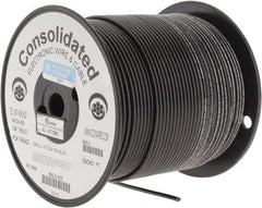 Made in USA - 12 AWG, 65 Strand, 500' OAL, Tinned Copper Hook Up Wire - Black PVC Jacket, 0.155" Diam - Strong Tooling