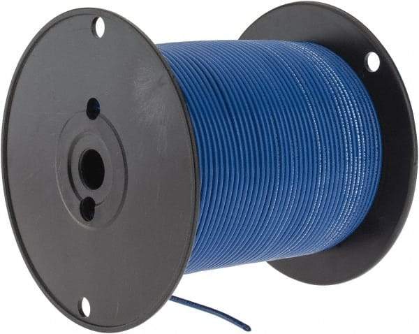 Made in USA - 14 AWG, 41 Strand, 500' OAL, Tinned Copper Hook Up Wire - Blue PVC Jacket, 0.136" Diam - Strong Tooling