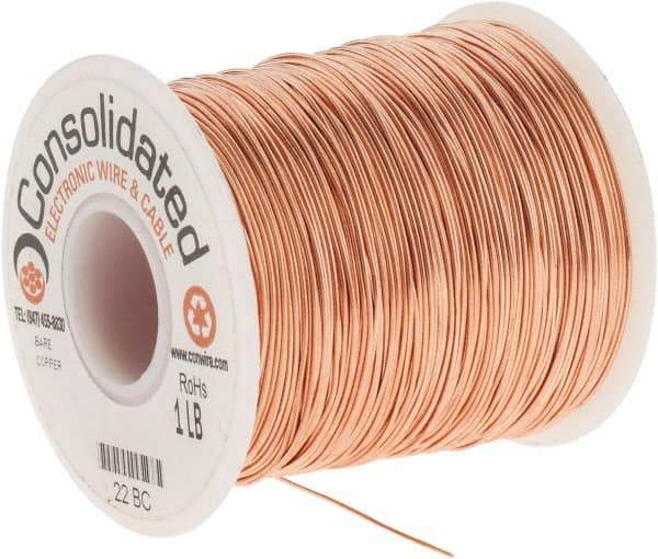 Made in USA - 22 AWG, 0.0253 Inch Diameter, 507 Ft., Solid, Grounding Wire - Copper, ASTM B3, QQ-W-343 Type S, RoHS Compliant - Strong Tooling