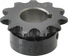 Browning - 11 Teeth, 3/8" Chain Pitch, Chain Size 35, Finished Bore Sprocket - 5/8" Bore Diam, 1.331" Pitch Diam, 1-1/2" Outside Diam - Strong Tooling