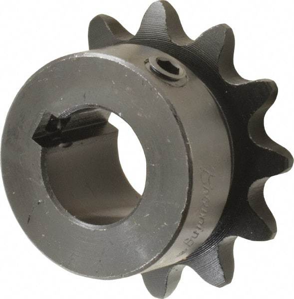 Browning - 12 Teeth, 3/8" Chain Pitch, Chain Size 35, Finished Bore Sprocket - 5/8" Bore Diam, 1.449" Pitch Diam, 1.63" Outside Diam - Strong Tooling