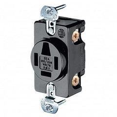 Hubbell Wiring Device-Kellems - 120/208 VAC 20A NEMA 18-20R Industrial Grade Black Straight Blade Single Receptacle - Strong Tooling