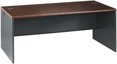 Hon - Steel-Reinforced High-Pressure Laminate/Metal Desk Shell - 72" Wide x 36" Deep x 29" High, Mahogany/Charcoal - Strong Tooling