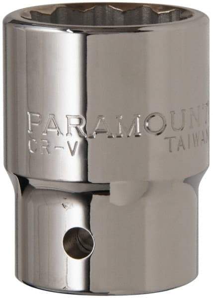 Paramount - 1-1/8", 3/4" Drive, Standard Hand Socket - 12 Points, 2-13/64" OAL - Strong Tooling