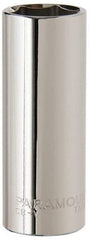 Paramount - 11/16", 3/8" Drive, Deep Hand Socket - 6 Points, 2-1/2" OAL, Steel, Chrome Finish - Strong Tooling