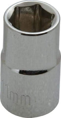 Paramount - 3/8" Drive, Standard Hand Socket - 6 Points, 1-3/16" OAL, Steel, Chrome Finish - Strong Tooling