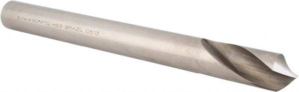 Precision Twist Drill - 3/4" Body Diam, 90° Point, High Speed Steel, 8" Overall Length, Spotting Drill - Strong Tooling