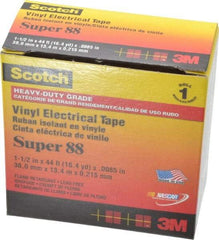 3M - 1-1/2" x 44', Black Vinyl Electrical Tape - Series 88, 8.5 mil Thick, 20 Lb./Inch Tensile Strength - Strong Tooling