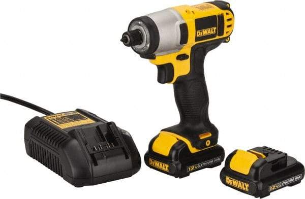 DeWALT - 12 Volt, 1/4" Drive, 79 Ft/Lb Torque, Cordless Impact Driver - Pistol Grip Handle, 2450 RPM, 2 Lithium-Ion Batteries Included - Strong Tooling