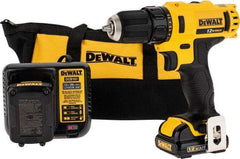 DeWALT - 12 Volt 3/8" Chuck Pistol Grip Handle Cordless Drill - 0-400 & 0-1500 RPM, Keyless Chuck, Reversible, 2 Lithium-Ion Batteries Included - Strong Tooling