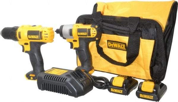 DeWALT - 12 Volt Cordless Tool Combination Kit - Includes 1/4" Impact Driver & 3/8" Drill/Driver, Lithium-Ion Battery Included - Strong Tooling