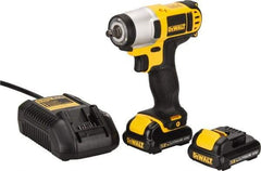 DeWALT - 3/8" Drive 12 Volt Pistol Grip Cordless Impact Wrench & Ratchet - 2,450 RPM, 0 to 3,400 BPM, 96 Ft/Lb Torque, 2 Lithium-Ion Batteries Included - Strong Tooling