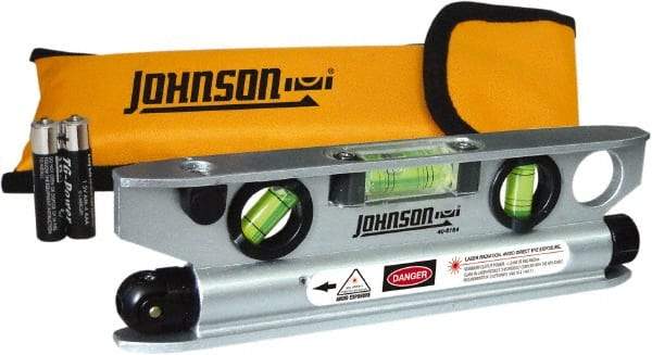 Johnson Level & Tool - 1 Beam 100' Max Range Torpedo Laser Level - Red Beam, 1/8" at 50' Accuracy, 7-1/2" Long x 2" Wide x 3/4" High, Battery Included - Strong Tooling