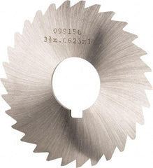 Made in USA - 3-1/2" Diam x 1/16" Blade Thickness x 1" Arbor Hole Diam, 34 Tooth Slitting and Slotting Saw - Arbor Connection, Right Hand, Uncoated, High Speed Steel, Concave Ground, Contains Keyway - Strong Tooling