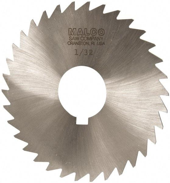 Made in USA - 3-1/2" Diam x 1/32" Blade Thickness x 1" Arbor Hole Diam, 34 Tooth Slitting and Slotting Saw - Arbor Connection, Right Hand, Uncoated, High Speed Steel, Concave Ground, Contains Keyway - Strong Tooling